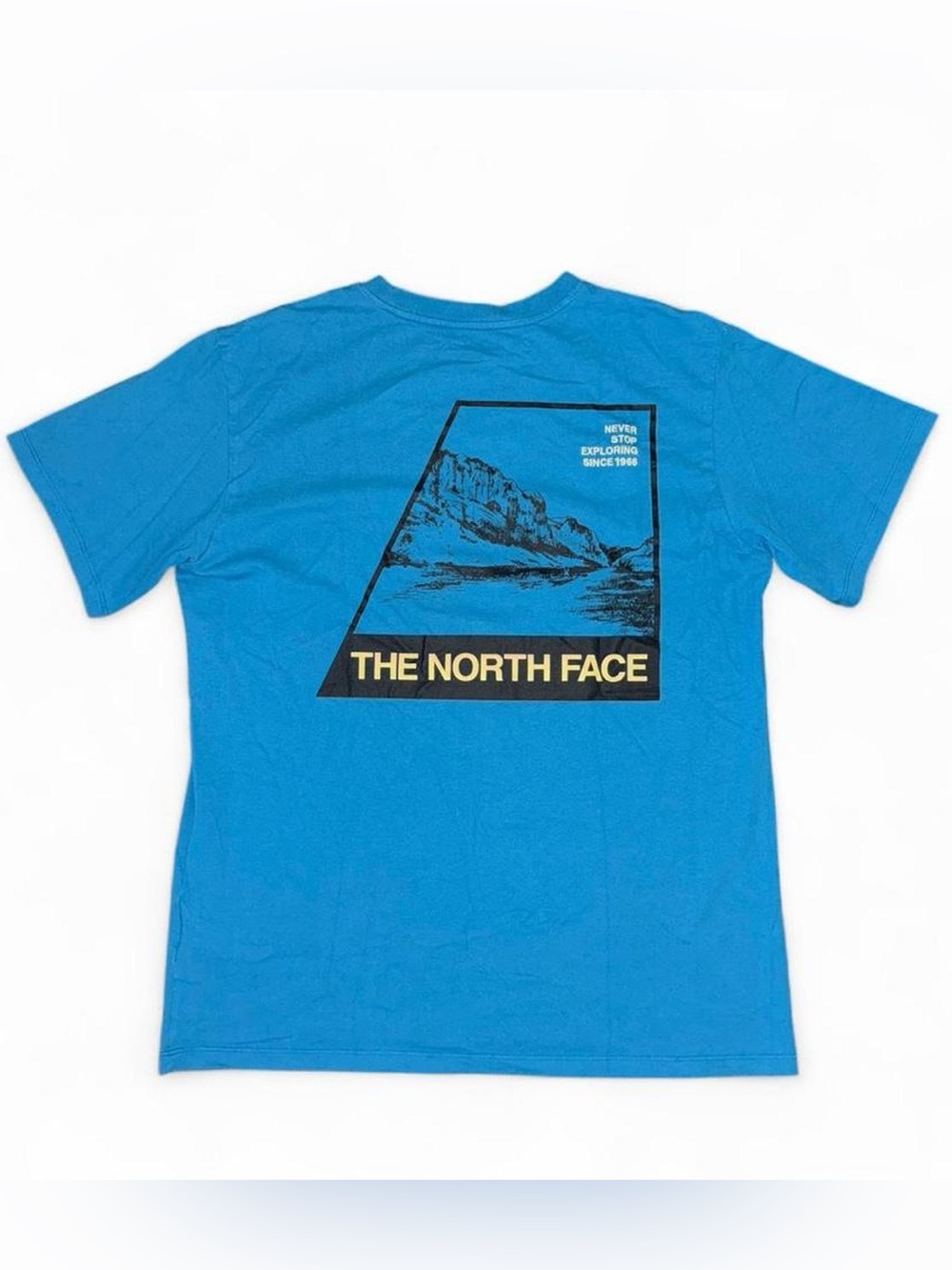 The North Face Blue Never Stop Exploring Embroidered Graphic T-Shirt Crew Neck